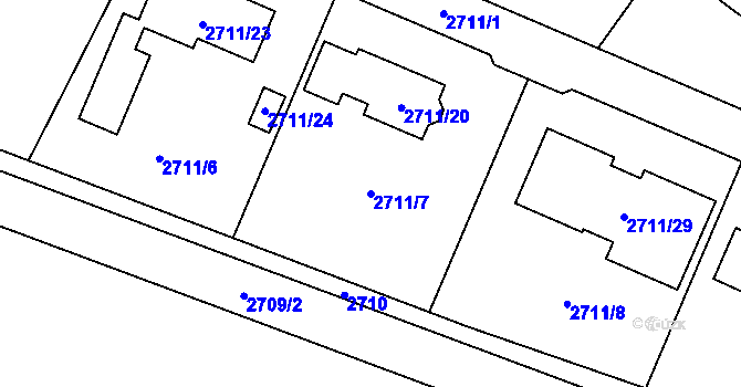 Parcela st. 2711/7 v KÚ Kopřivnice, Katastrální mapa