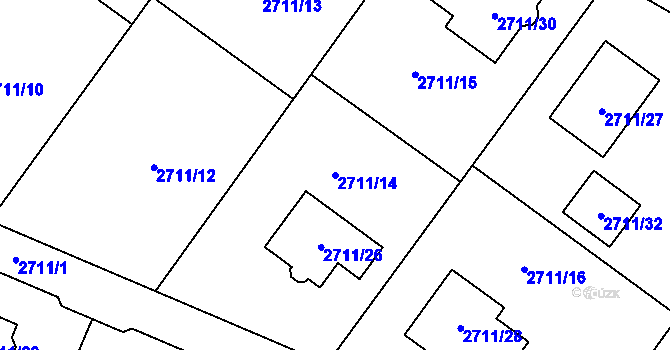Parcela st. 2711/14 v KÚ Kopřivnice, Katastrální mapa