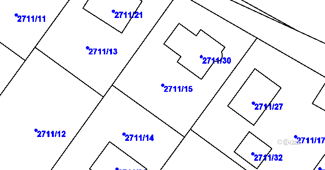 Parcela st. 2711/15 v KÚ Kopřivnice, Katastrální mapa