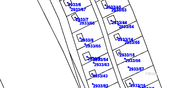 Parcela st. 2933/65 v KÚ Kopřivnice, Katastrální mapa
