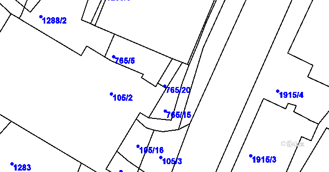 Parcela st. 765/20 v KÚ Kopřivnice, Katastrální mapa