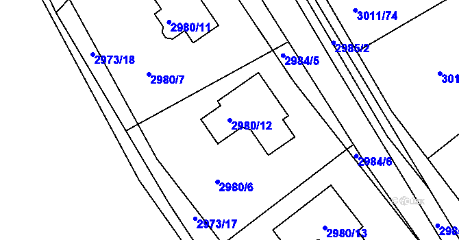Parcela st. 2980/12 v KÚ Kopřivnice, Katastrální mapa