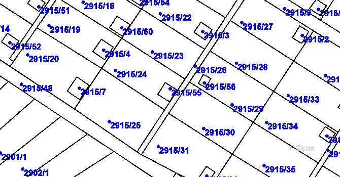 Parcela st. 2915/55 v KÚ Kopřivnice, Katastrální mapa