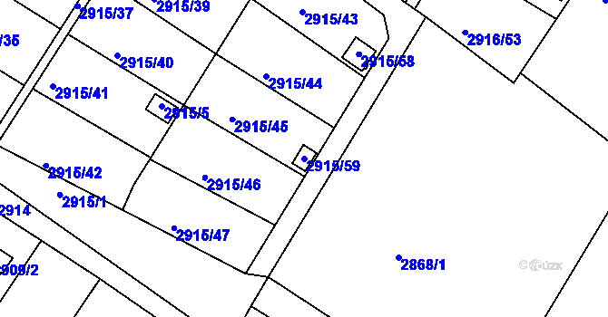 Parcela st. 2915/59 v KÚ Kopřivnice, Katastrální mapa