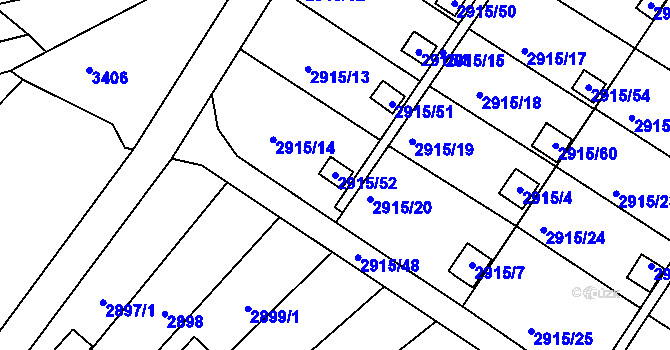 Parcela st. 2915/52 v KÚ Kopřivnice, Katastrální mapa