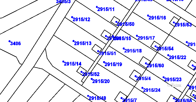 Parcela st. 2915/51 v KÚ Kopřivnice, Katastrální mapa