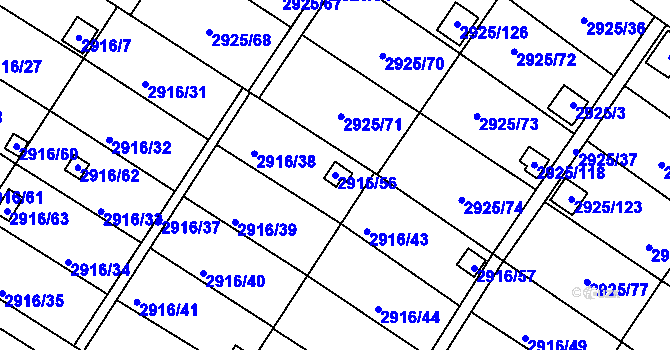 Parcela st. 2916/56 v KÚ Kopřivnice, Katastrální mapa