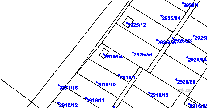 Parcela st. 2916/54 v KÚ Kopřivnice, Katastrální mapa