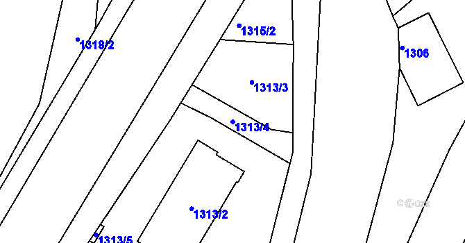 Parcela st. 1313/4 v KÚ Kopřivnice, Katastrální mapa