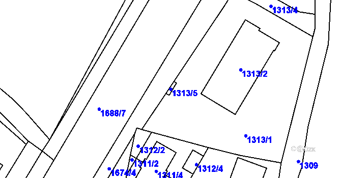 Parcela st. 1313/5 v KÚ Kopřivnice, Katastrální mapa