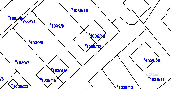 Parcela st. 1039/17 v KÚ Kopřivnice, Katastrální mapa
