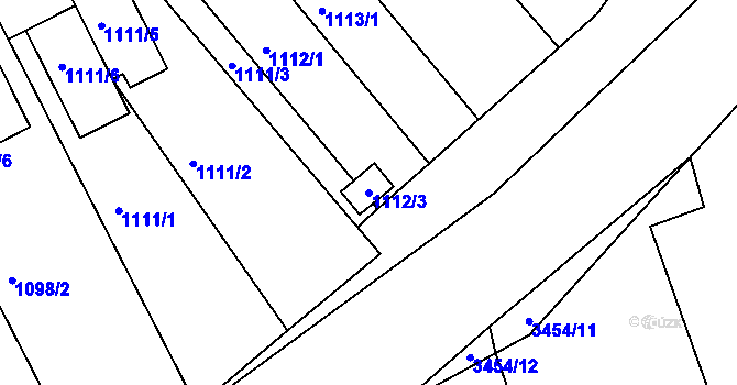 Parcela st. 1112/3 v KÚ Kopřivnice, Katastrální mapa