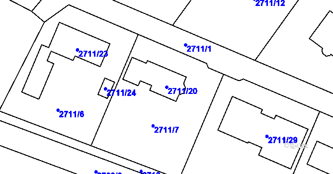 Parcela st. 2711/20 v KÚ Kopřivnice, Katastrální mapa