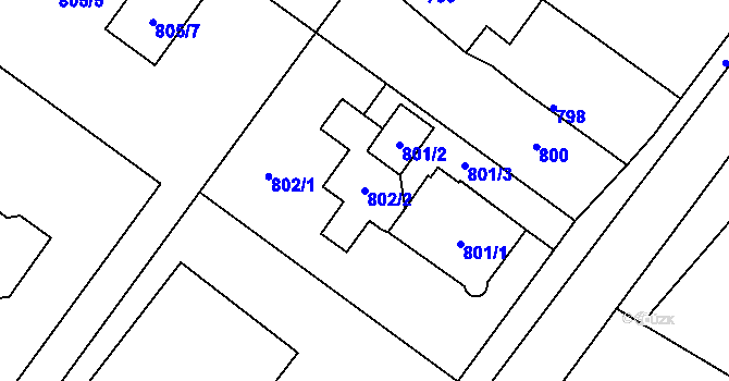 Parcela st. 802/2 v KÚ Kopřivnice, Katastrální mapa