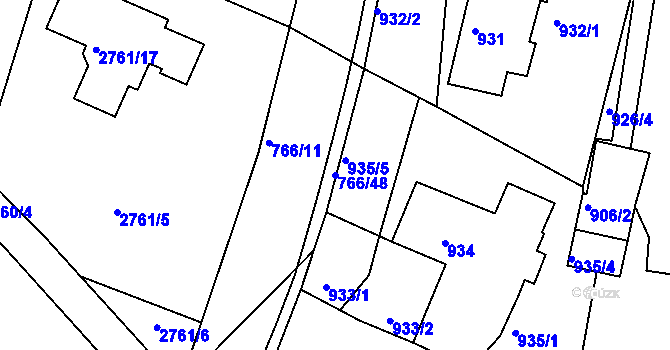 Parcela st. 766/48 v KÚ Kopřivnice, Katastrální mapa