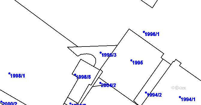 Parcela st. 1996/3 v KÚ Kopřivnice, Katastrální mapa