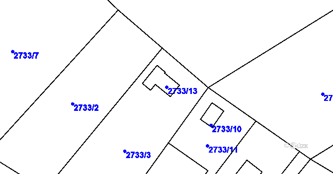 Parcela st. 2733/13 v KÚ Kopřivnice, Katastrální mapa