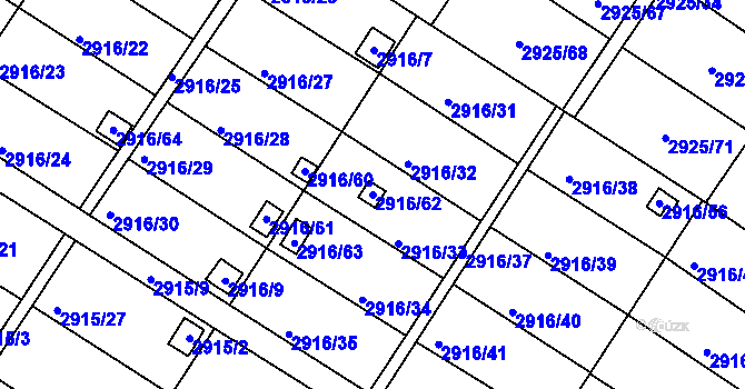 Parcela st. 2916/62 v KÚ Kopřivnice, Katastrální mapa