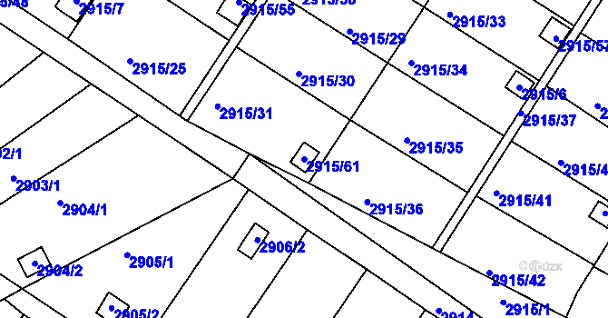 Parcela st. 2915/61 v KÚ Kopřivnice, Katastrální mapa