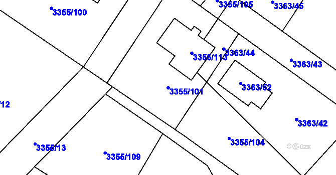 Parcela st. 3355/101 v KÚ Kopřivnice, Katastrální mapa