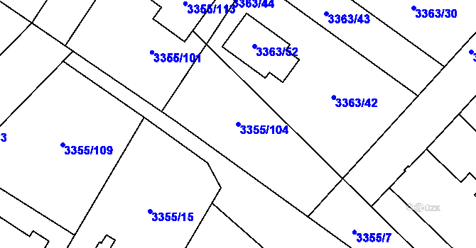 Parcela st. 3355/104 v KÚ Kopřivnice, Katastrální mapa