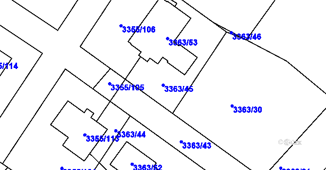 Parcela st. 3363/45 v KÚ Kopřivnice, Katastrální mapa