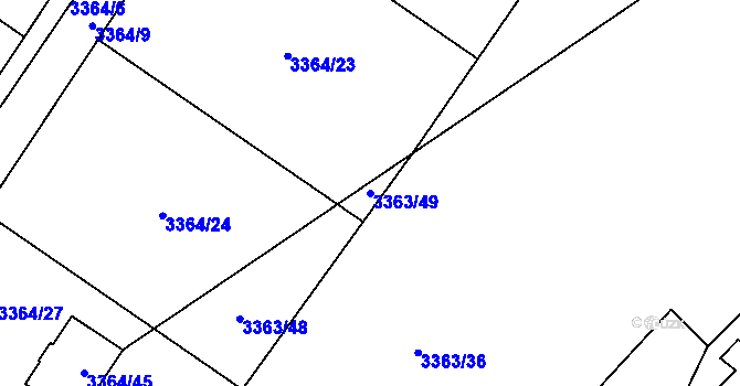 Parcela st. 3363/49 v KÚ Kopřivnice, Katastrální mapa