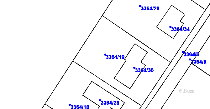 Parcela st. 3364/19 v KÚ Kopřivnice, Katastrální mapa