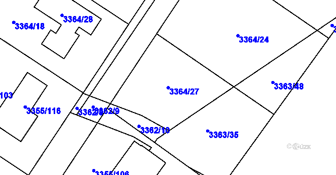 Parcela st. 3364/27 v KÚ Kopřivnice, Katastrální mapa