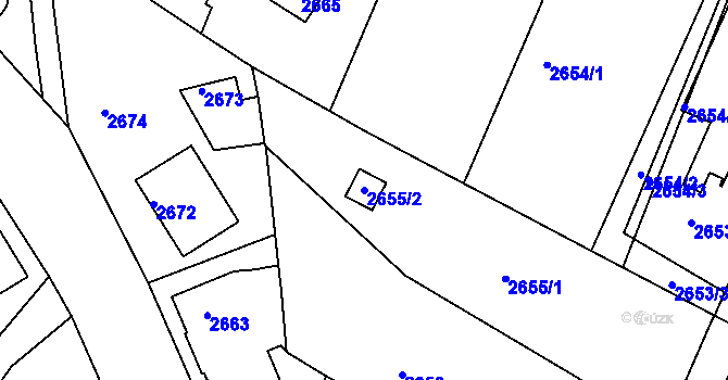 Parcela st. 2655/2 v KÚ Kopřivnice, Katastrální mapa