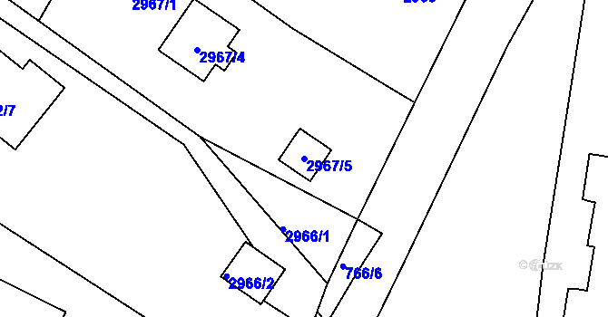 Parcela st. 2967/5 v KÚ Kopřivnice, Katastrální mapa