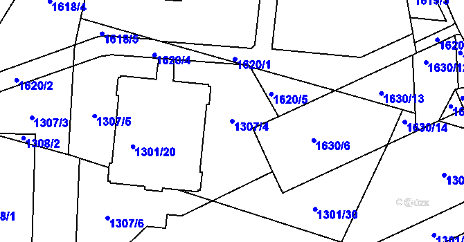 Parcela st. 1307/4 v KÚ Kopřivnice, Katastrální mapa