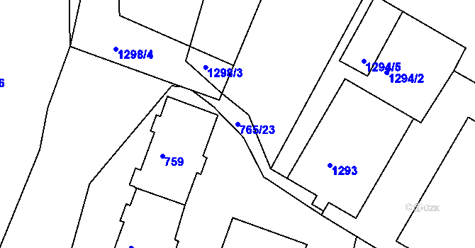 Parcela st. 765/23 v KÚ Kopřivnice, Katastrální mapa