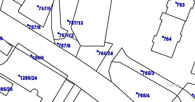 Parcela st. 765/24 v KÚ Kopřivnice, Katastrální mapa