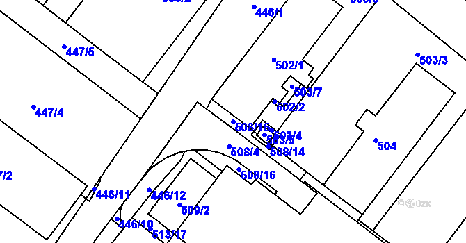 Parcela st. 508/15 v KÚ Kopřivnice, Katastrální mapa