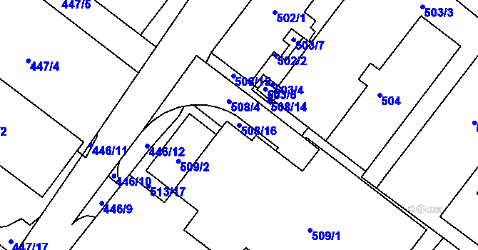 Parcela st. 508/16 v KÚ Kopřivnice, Katastrální mapa