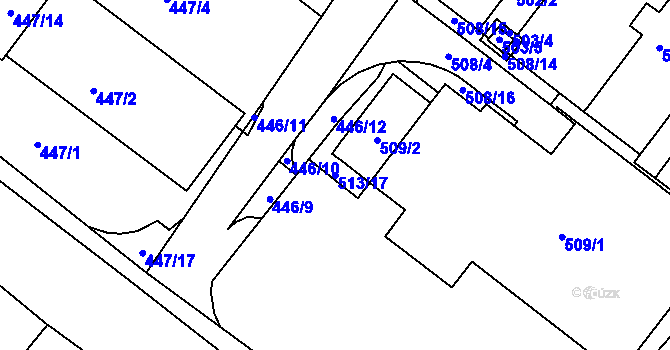 Parcela st. 513/17 v KÚ Kopřivnice, Katastrální mapa