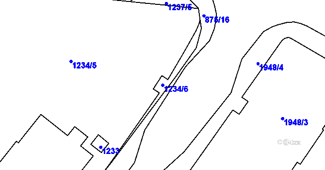 Parcela st. 1234/6 v KÚ Kopřivnice, Katastrální mapa