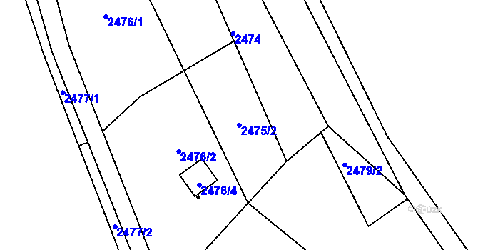 Parcela st. 2475/2 v KÚ Kopřivnice, Katastrální mapa