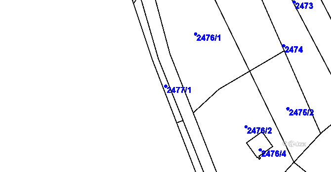 Parcela st. 2477/1 v KÚ Kopřivnice, Katastrální mapa