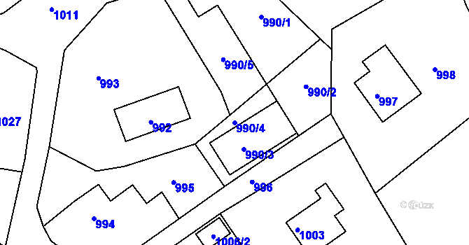 Parcela st. 990/4 v KÚ Kopřivnice, Katastrální mapa