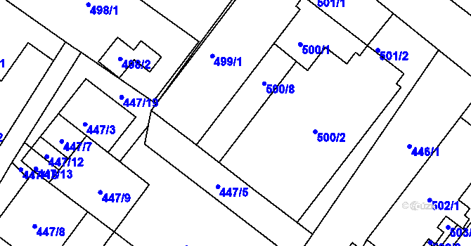Parcela st. 500/9 v KÚ Kopřivnice, Katastrální mapa