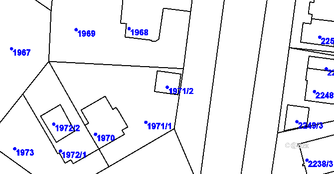 Parcela st. 1971/2 v KÚ Kopřivnice, Katastrální mapa