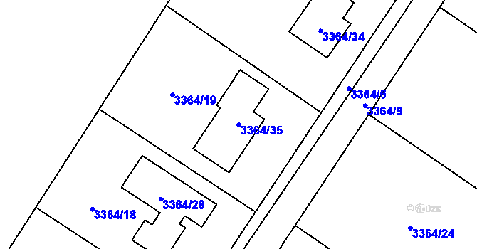Parcela st. 3364/35 v KÚ Kopřivnice, Katastrální mapa