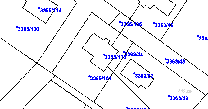 Parcela st. 3355/113 v KÚ Kopřivnice, Katastrální mapa