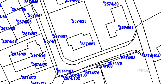 Parcela st. 2574/62 v KÚ Kopřivnice, Katastrální mapa