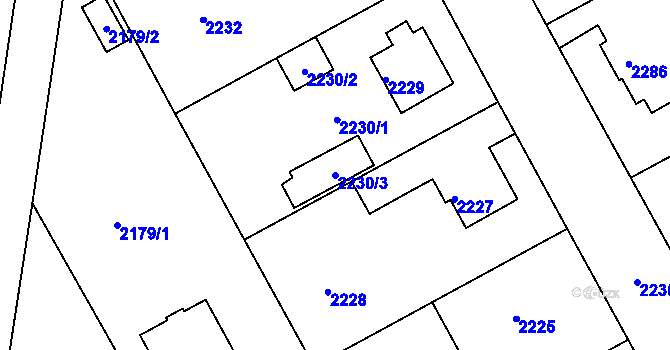 Parcela st. 2230/3 v KÚ Kopřivnice, Katastrální mapa