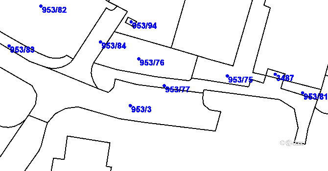 Parcela st. 953/77 v KÚ Kopřivnice, Katastrální mapa