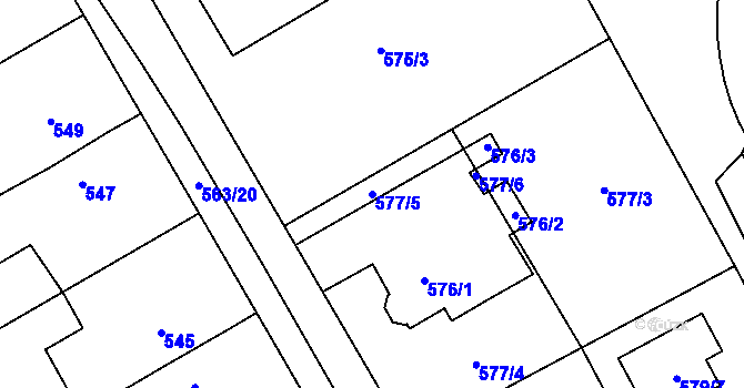 Parcela st. 577/5 v KÚ Kopřivnice, Katastrální mapa