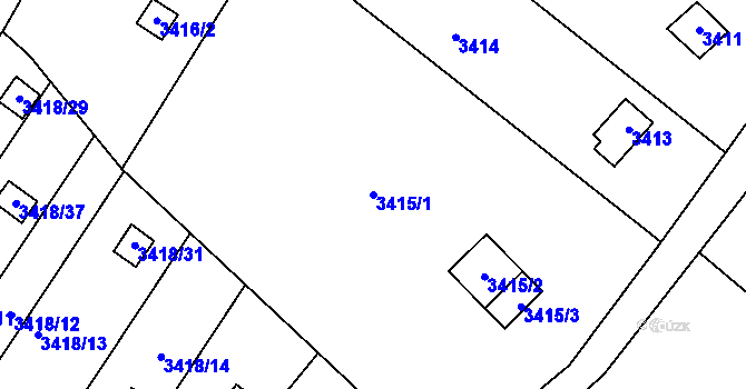 Parcela st. 3415/1 v KÚ Kopřivnice, Katastrální mapa